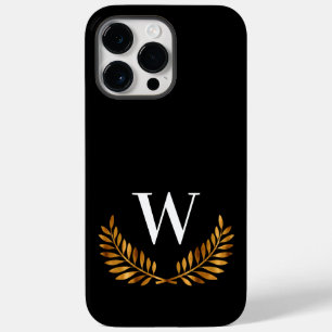 Coque Case-Mate iPhone Nom initial du monogramme en or noir couronne