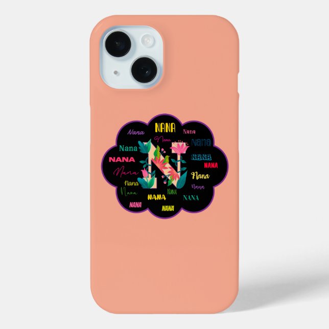 Coques Case-Mate iPhone Nom initial floral Fleur Nana (Verso)