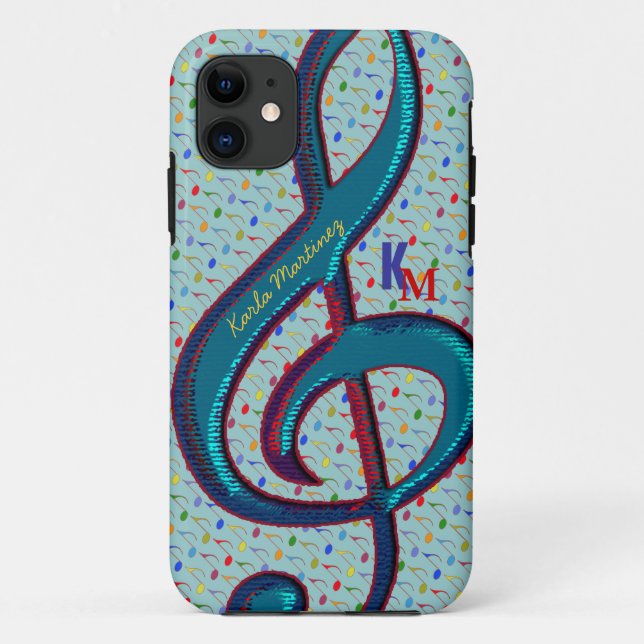 Coques Case-Mate iPhone nom initiales clave note musicale (Dos)