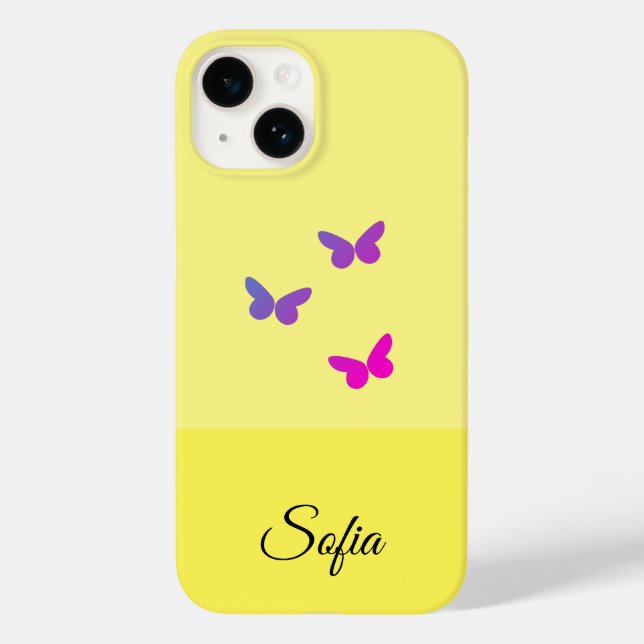 Coques Case-Mate iPhone Nom Jaune Personnalisation Téléphone Couverture. (Verso)