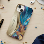 Coque Case-Mate iPhone Nom manuscrit Fractal Blue Gold<br><div class="desc">Cette conception est également disponible sur d'autres modèles de téléphone. Choisissez Type de périphérique pour voir d'autres iPhone, Samsung Galaxy ou coques Google. Certains styles peuvent être modifiés en sélectionnant Style si c'est une option. Cette conception peut être personnalisée dans la zone fournie en modifiant la photo et/ou le texte....</div>