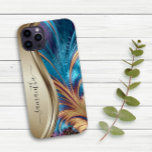 Coque Case-Mate iPhone Nom manuscrit Fractal Blue Gold<br><div class="desc">Cette conception est également disponible sur d'autres modèles de téléphone. Choisissez Type de périphérique pour voir d'autres iPhone, Samsung Galaxy ou coques Google. Certains styles peuvent être modifiés en sélectionnant Style si c'est une option. Cette conception peut être personnalisée dans la zone fournie en modifiant la photo et/ou le texte....</div>