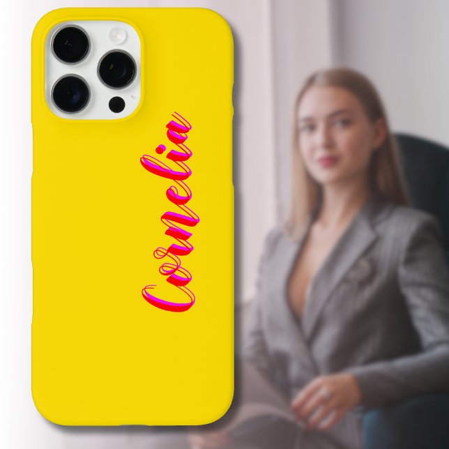 Coques Case-Mate iPhone Nom manuscrit magenta rouge 3D | Drôle Goldenrod (Créateur téléchargé)