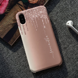 Case-Mate iPhone Case Nom manuscrit Rose Gold Metal Parties scintillant 