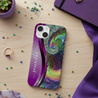 Nom manuscrit violet fractal moderne