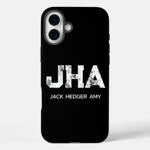 COQUE POUR iPhone 16 PLUS NOM MINIMALISTE BLANC À TROIS LETTRES MONOGRAMME N