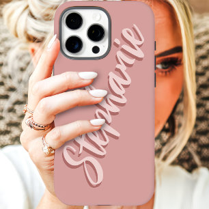 Coque iPhone 16 Pro Max Nom minimaliste de couleur rose poussiéreux modern