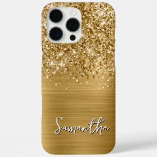 Coque iPhone 16 Pro Max Nom Moderne Glam Or Pailleté