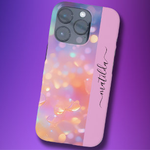 Coque iPhone 16 Pro Nom MODIFICATIF pétillant Bokeh prisma coloré