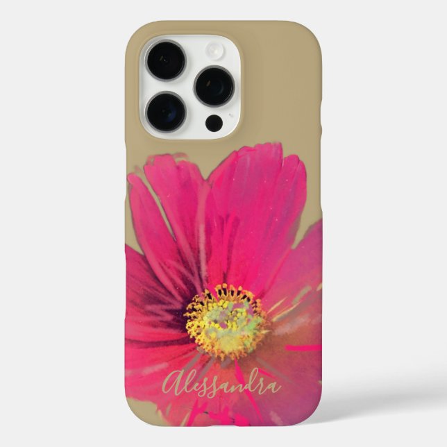 Coques Case-Mate iPhone Nom Monogram Gold Tan Floral Red Pink Fleur sauvag (Verso)