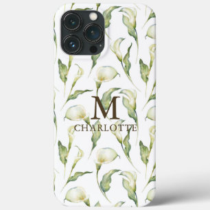 Case-Mate iPhone Case Nom Monogramme Aquarelle Floral Élégant Lys Blanc