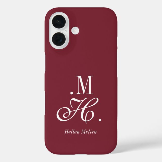 Coques Case-Mate iPhone Nom Monogramme Blanc Bourguignon Moderne (Verso)