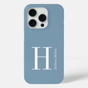 Coque Case-Mate iPhone Nom Monogramme Blanc Coastal Bleu Moderne
