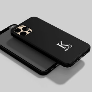 Coque Case-Mate iPhone Nom monogramme élégant personnalisé simple noir