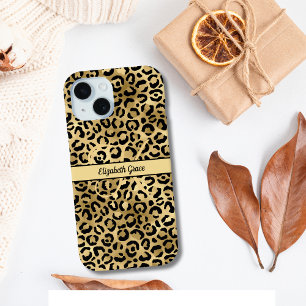 Case-Mate iPhone Case Nom Monogramme Imprimé Léopard Noir Or Cheetah