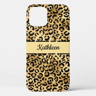 Case-Mate iPhone Case Nom Monogramme Imprimé Léopard Noir Or Guépard