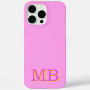 Coque iPhone 16 Pro Max nom monogramme initiales rose unique