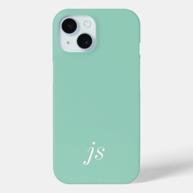 Coques Case-Mate iPhone Nom Monogramme Moderne Blanc Sauge Douce Menthe (Verso)