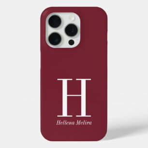 Coque Case-Mate iPhone Nom Monogramme Moderne Bourgogne