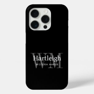 Coque Case-Mate iPhone Nom Monogramme Moderne Noir Gris Blanc