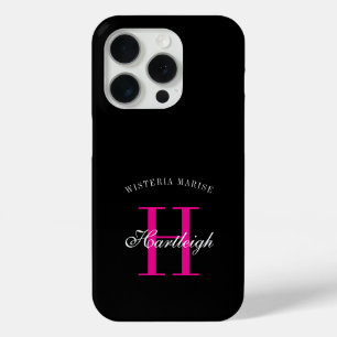 Coque Case-Mate iPhone Nom Monogramme Moderne Noir Rose Blanc