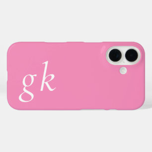Coque Pour iPhone 16 Nom Monogramme Moderne Rose Blanc