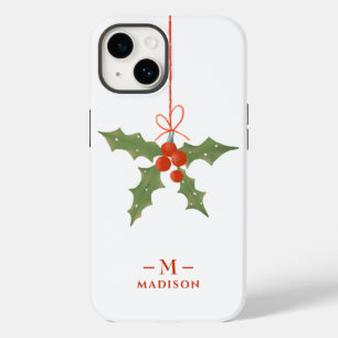 Coque Case-Mate iPhone Nom Monogramme Noël Holly Floral Hiver