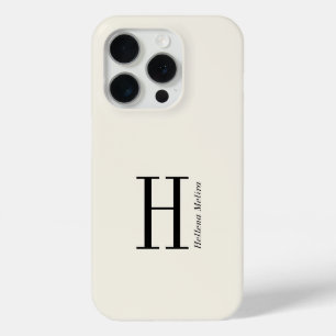 Coque Case-Mate iPhone Nom Monogramme Noir Ivoire Moderne