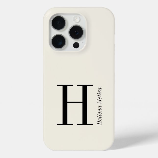 Coques Case-Mate iPhone Nom Monogramme Noir Ivoire Moderne (Verso)