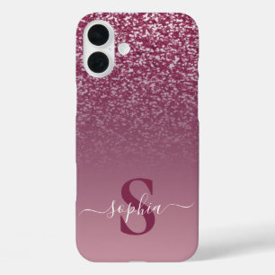 Coque Pour iPhone 16 Plus Nom monogrammé pailleté élégant