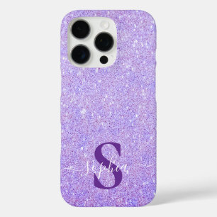 Coque iPhone 16 Pro Nom monogrammé pailleté élégant
