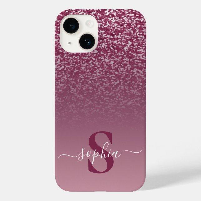 Coques Case-Mate iPhone Nom monogrammé pailleté élégant (Verso)