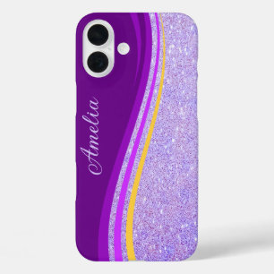 Coque Pour iPhone 16 Plus Nom monogrammé pailleté élégant