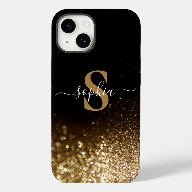 Coques Case-Mate iPhone Nom monogrammé pailleté élégant (Verso)