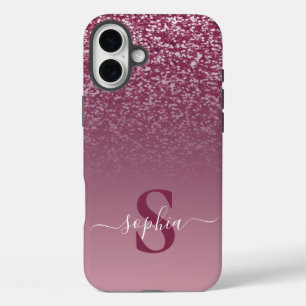 Coque Pour iPhone 16 Plus Nom monogrammé pailleté élégant