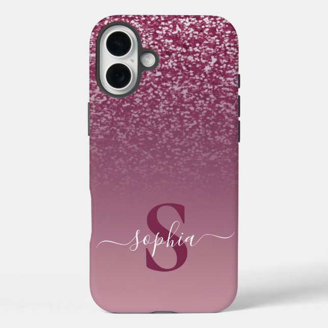 Coques Case-Mate iPhone Nom monogrammé pailleté élégant (Verso)