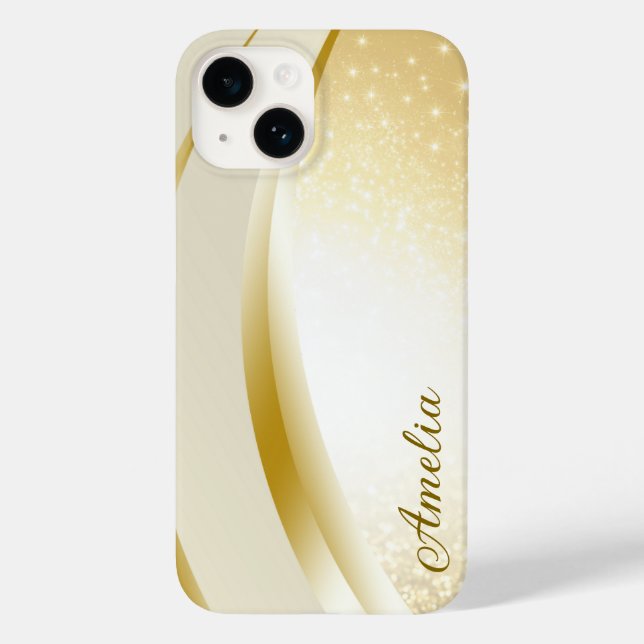 Coques Case-Mate iPhone Nom monogrammé pailleté élégant (Verso)