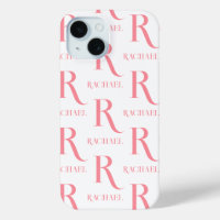 Nom Monogramme personnalisé Minimal Stylish Rose