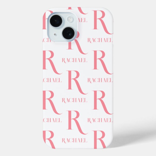 Coques Case-Mate iPhone Nom Monogramme personnalisé Minimal Stylish Rose (Verso)