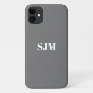 Case-Mate iPhone Case Nom monogramme personnalisé minimaliste gris blan