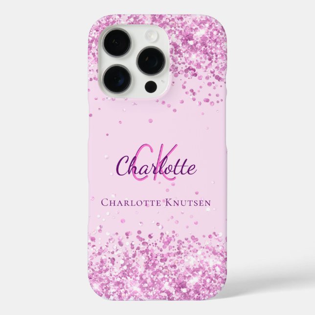 Coques Case-Mate iPhone Nom monogramme rose violet (Verso)