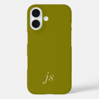 Nom Monogramme Vert Olive Moderne Blanc