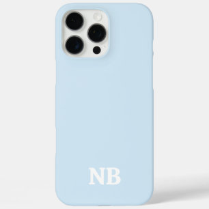 Coque iPhone 16 Pro Max nom monographique unique bleu ciel et blanc initia
