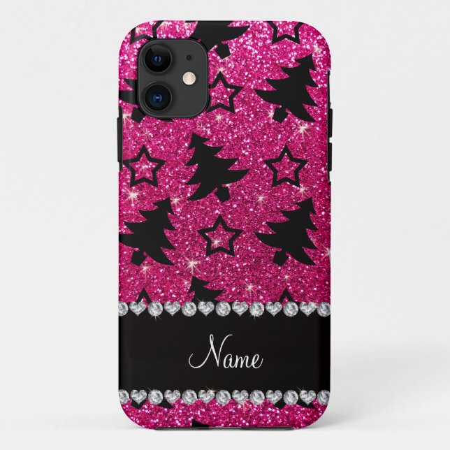 Coques Case-Mate iPhone Nom neon rose chaud parties scintillant noël arbre (Dos)
