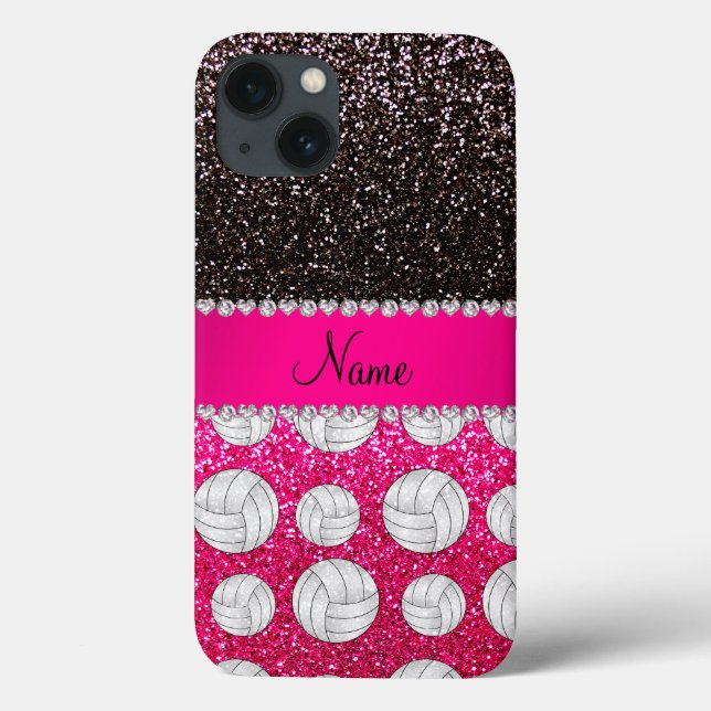 Coques Case-Mate iPhone Nom noir neon rose chaud parties scintillant volle (Verso)