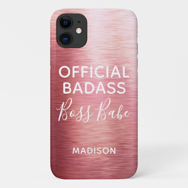 Coques Case-Mate iPhone Nom officiel Badass Boss Babe Métallic Rose Gold (Dos)