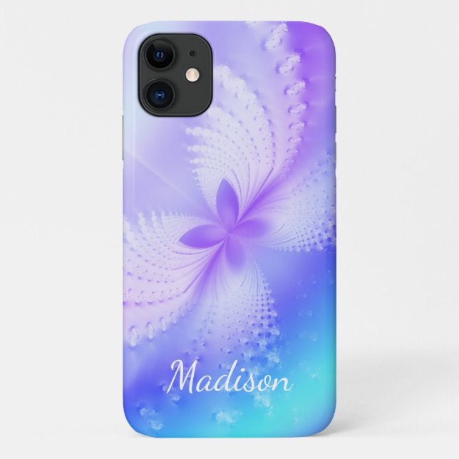 Coques Case-Mate iPhone Nom Papillon Abstrait Féminin Violet Moderne (Dos)