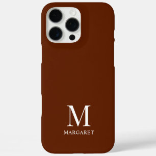 Coque iPhone 16 Pro Max nom personnalisable maroon unique initial