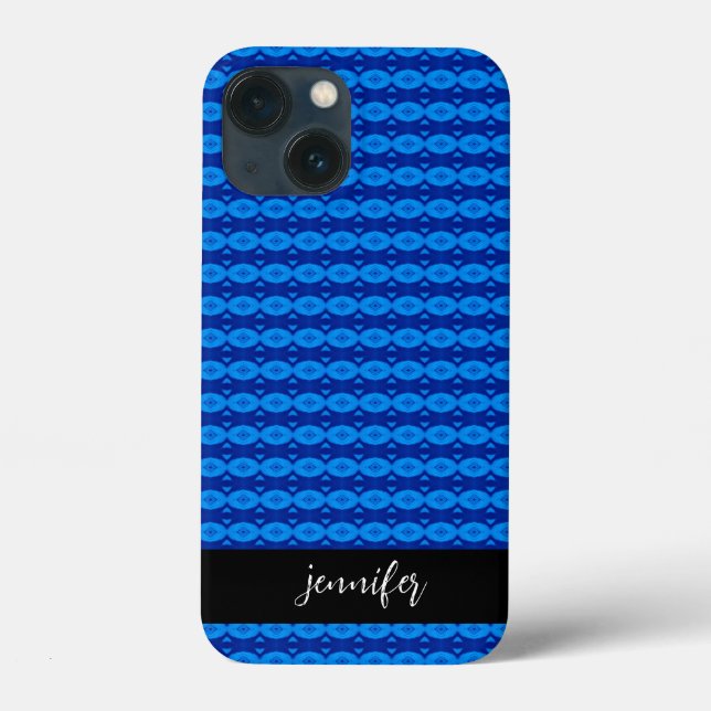 Coques Case-Mate iPhone Nom personnalisable motif bleu Abstrait (Verso)