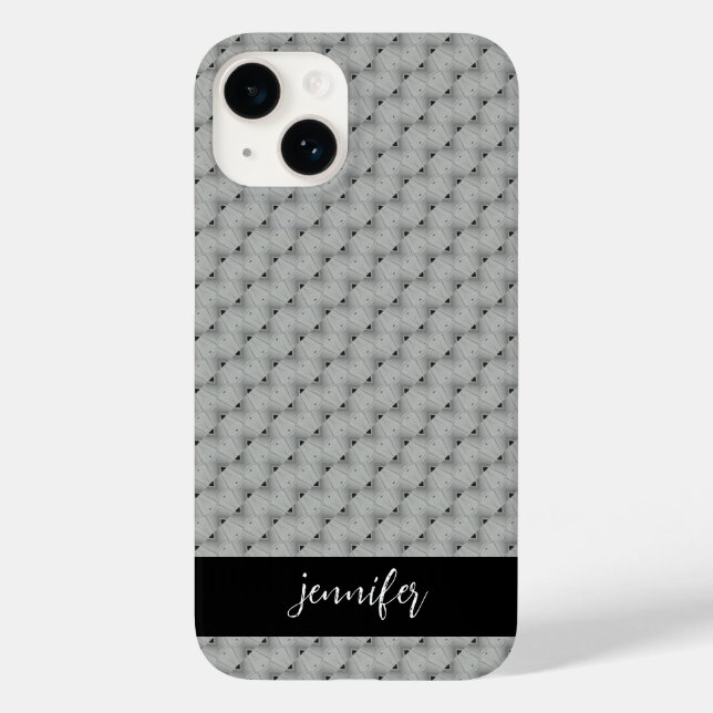 Coques Case-Mate iPhone Nom personnalisable motif gris transparent (Verso)